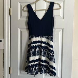 Aqua navy and white skater dress